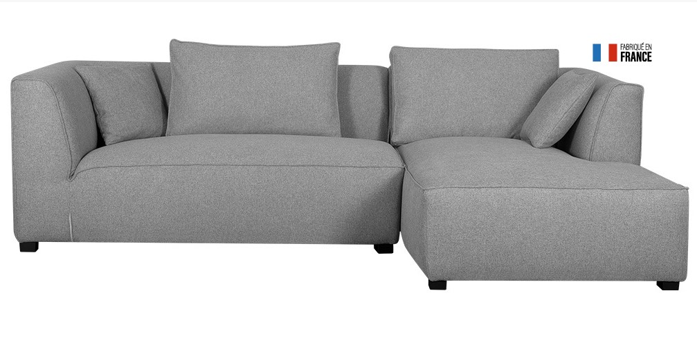 Canapé d'angle droit modulable PLURIEL tissu gris clair