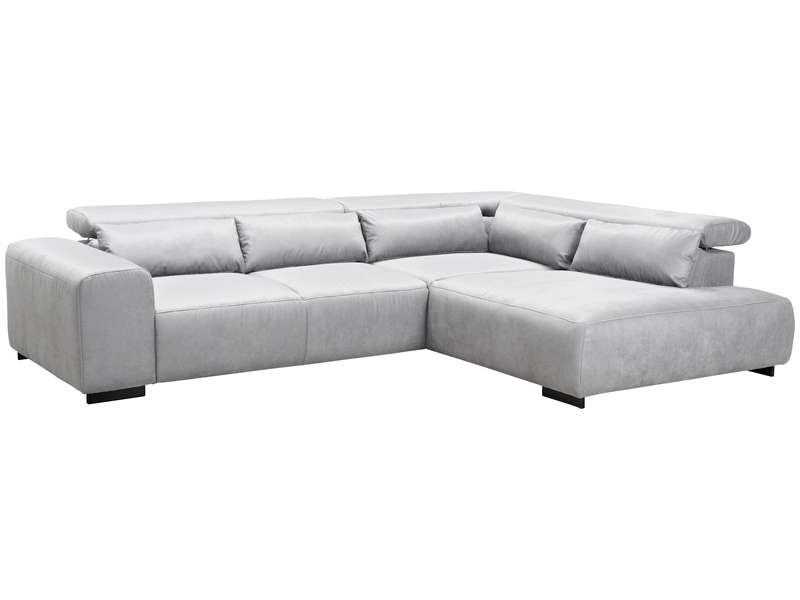 Canapé d'angle fixe 4 places SIDE tissu gris clair