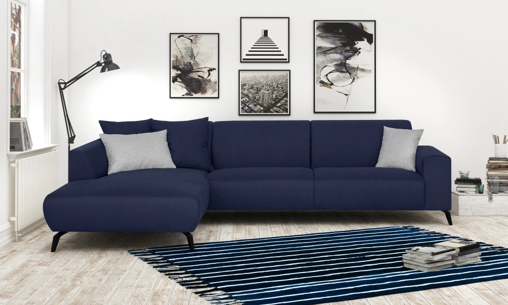 Canapé d'angle gauche BUBBLE Tissu Bleu