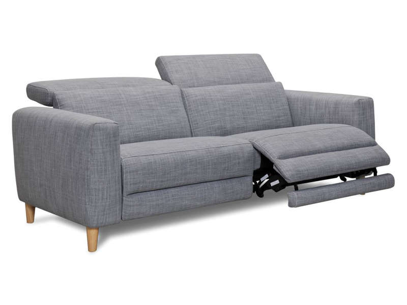 Canapé droit relaxation électrique 3 places SKANDY coloris gris