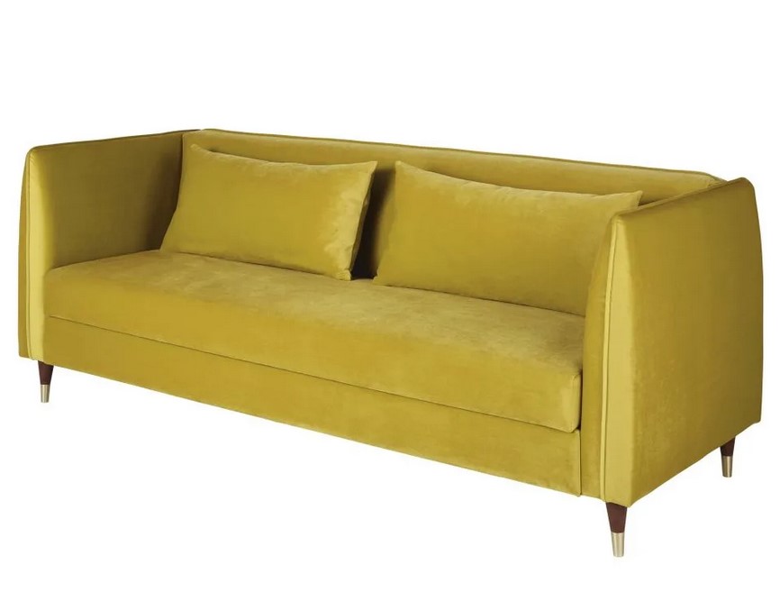 Canapé-lit 3/4 places ELMUT en velours jaune - Maisons du Monde
