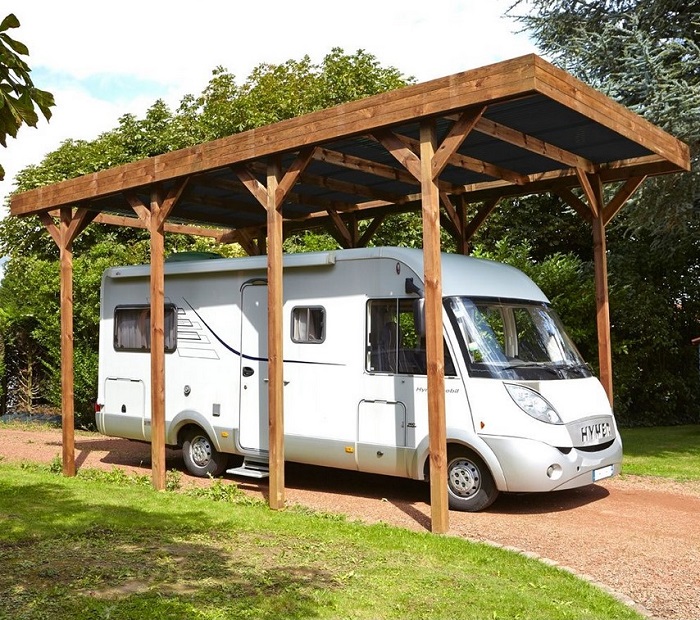 Carport Camping Car 32,40 m² bois traité autoclave