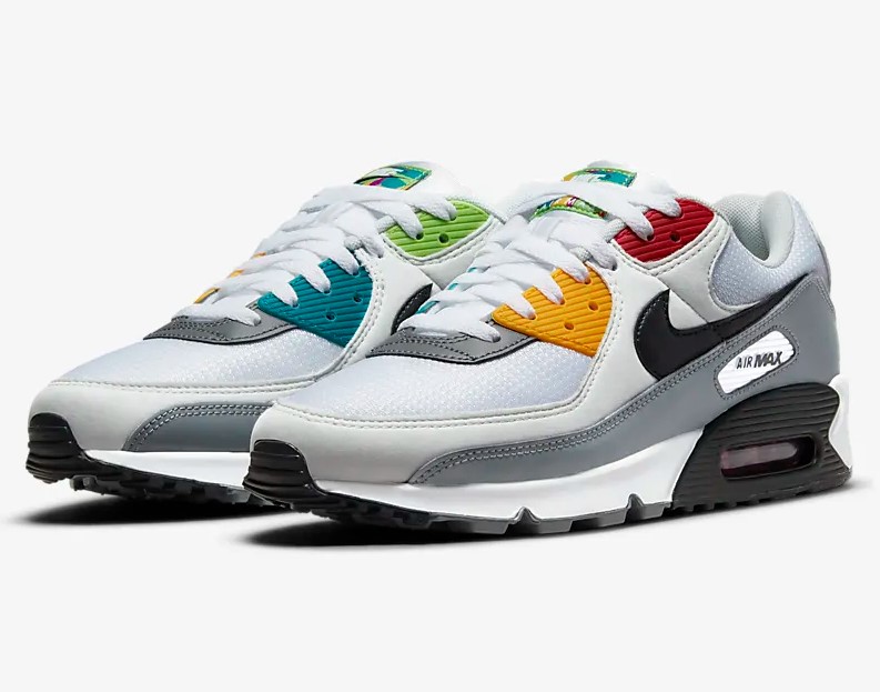 Nike Air Max 90 Premium Baskets Basses Blanc/Poudre de photons/Gris fumée/Noir pour Homme