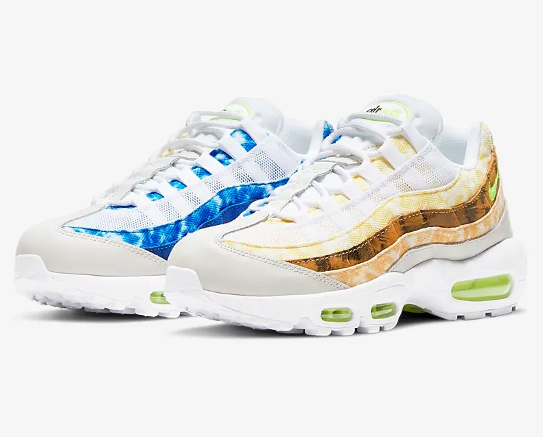 Nike Air Max 95 Blanc/Beige clair/Gris fumée foncé/Volt électrique