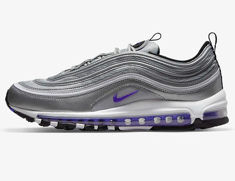 Nike Air Max 97 Baskets Basses Argent métallique/Noir/Blanc/Violette persan