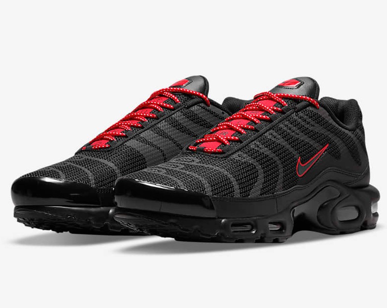 Nike Air Max Plus Baskets Basses Noir/Rouge université/Noir pour Homme