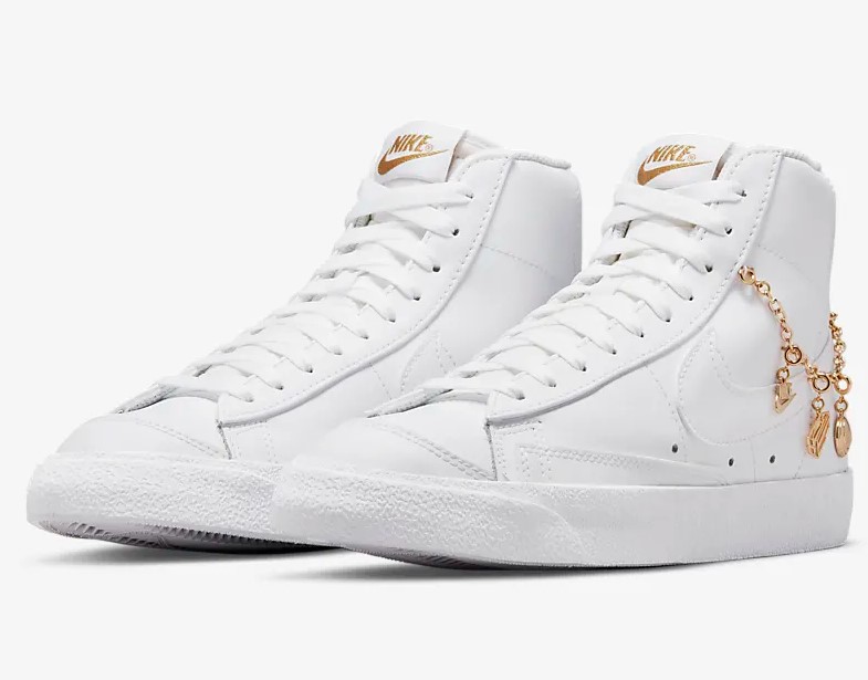 Nike Blazer Mid '77 LX Baskets Montantes Blanc/Or métallique/Blanc