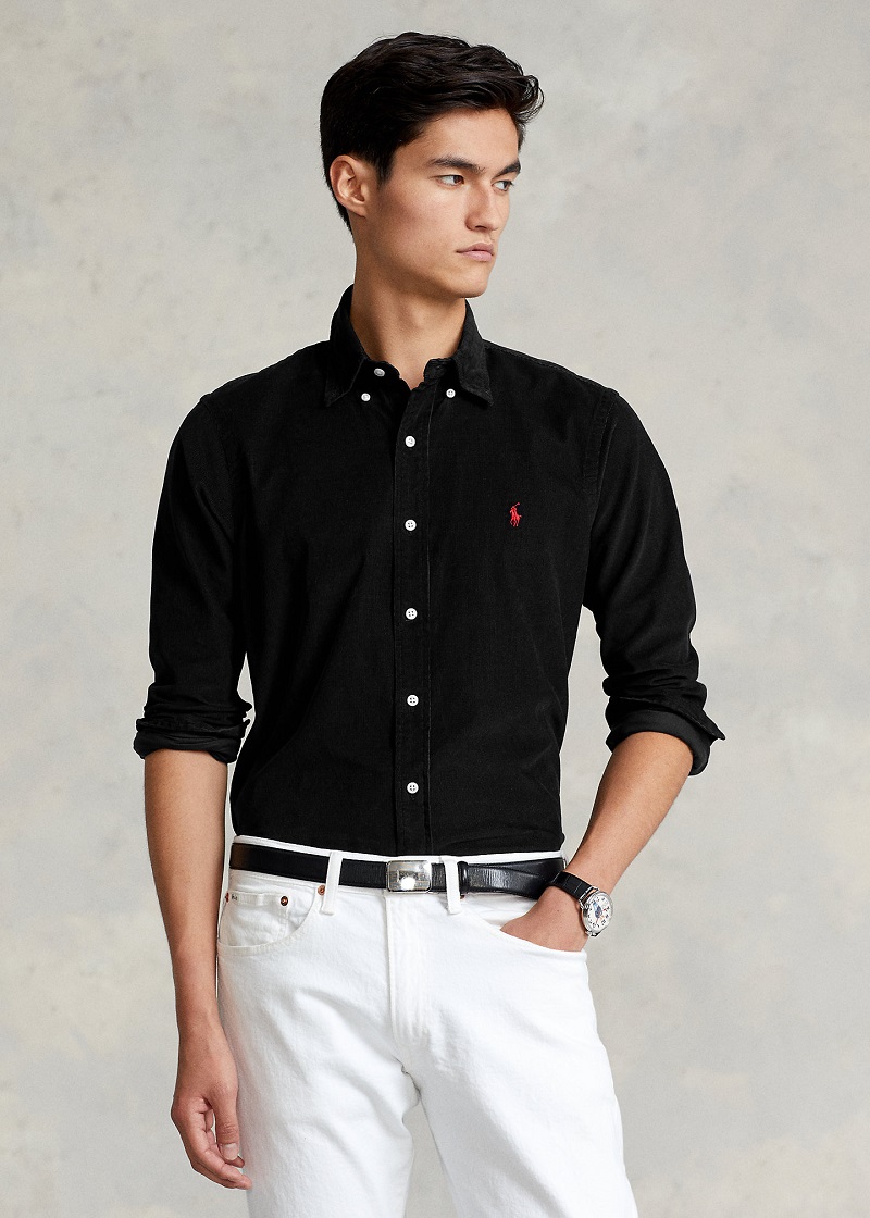 Polo Ralph Lauren Chemise ajustée en velours côtelé noir