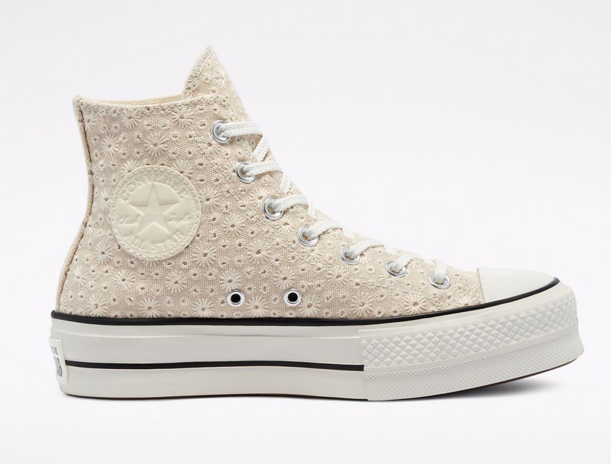 Converse Chuck Taylor All Star Canvas Broderie Platform montante Farro/Ivoire naturel