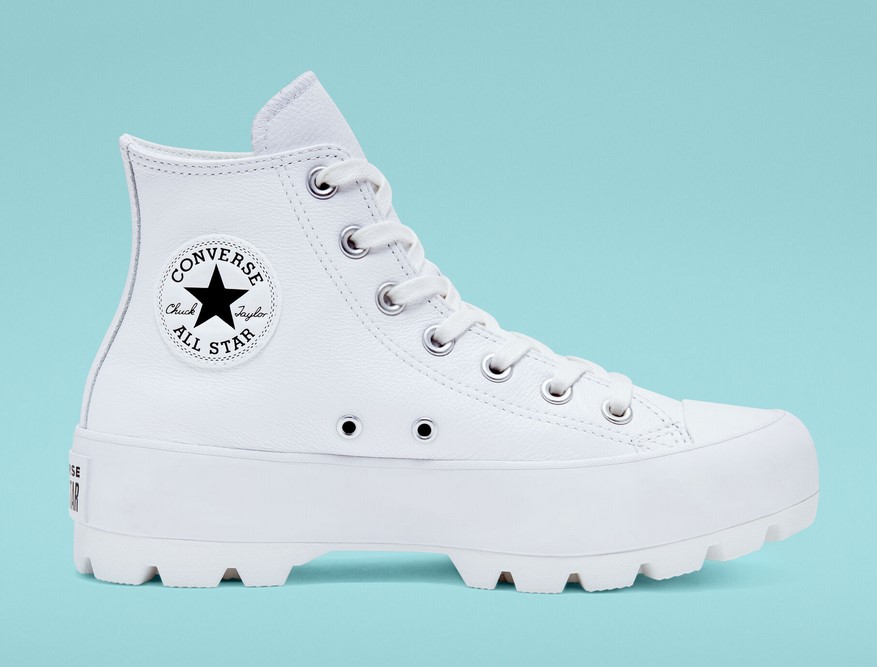 Converse Chuck Taylor All Star crantée en cuir Blanc/Noir/Blanc