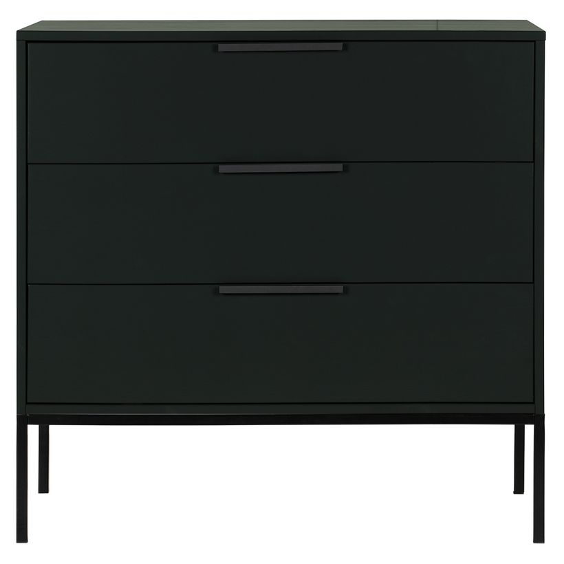 Commode ADAM en pin massif FSC 3 tiroirs noir