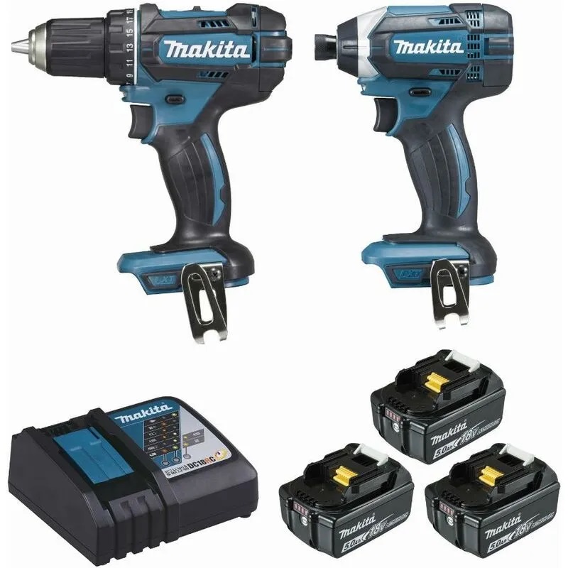 Ensemble de 2 machines MAKITA 18V Perceuse visseuse Ø 13 mm DDF482 + Visseuse à chocs 165 Nm DTD152 - DLX2127TJ1