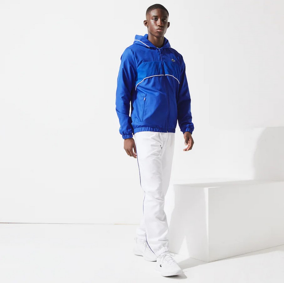 Ensemble de survêtement Tennis Lacoste SPORT à capuche Bleu/Blanc/Noir 