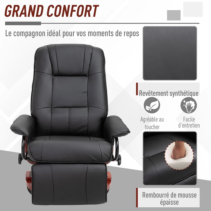 HOMCOM Fauteuil relax inclinable repose-pieds réglable