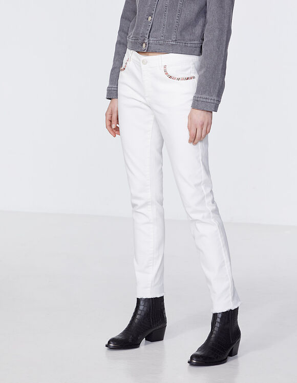 Jean Slim cropped taille regular IKKS coupe sculpt up Blanc