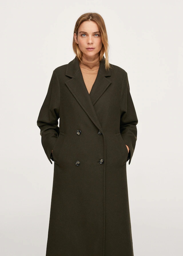 manteau laine kaki femme