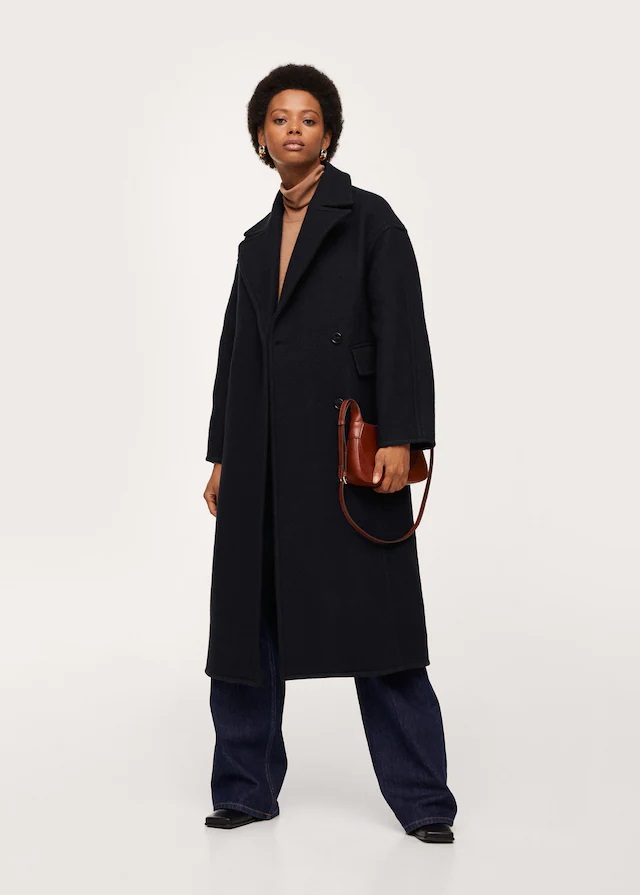 Mango SAPO Manteau laine revers Bleu marine fonc Manteau Femme