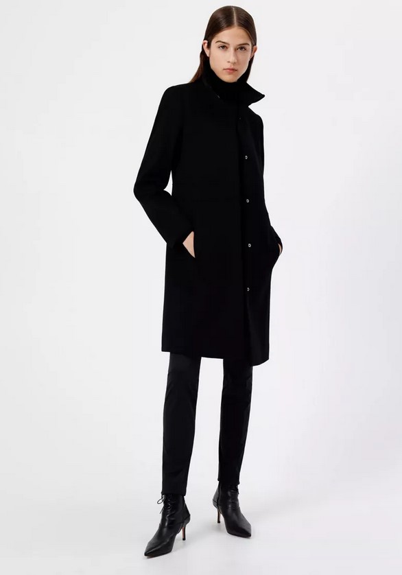 HUGO MALINAS Manteau Regular Fit en laine vierge mélangée noir