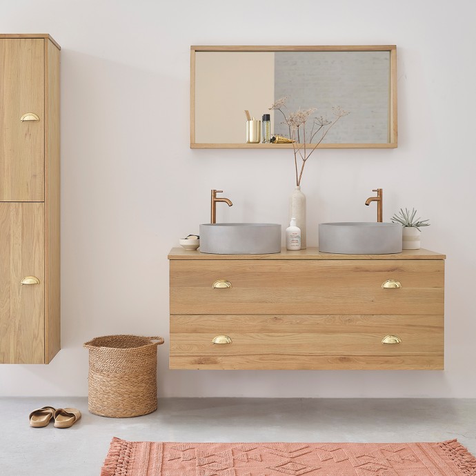 Meuble de salle de bain 120 en bois de chêne