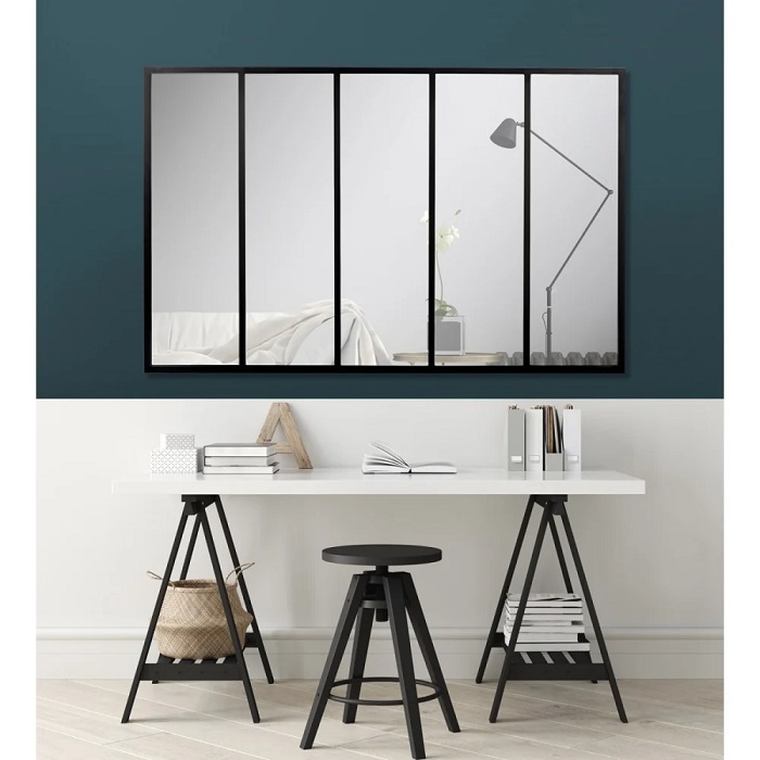 Miroir verrière LOOS en métal noir 137x90 cm - Maisons du Monde