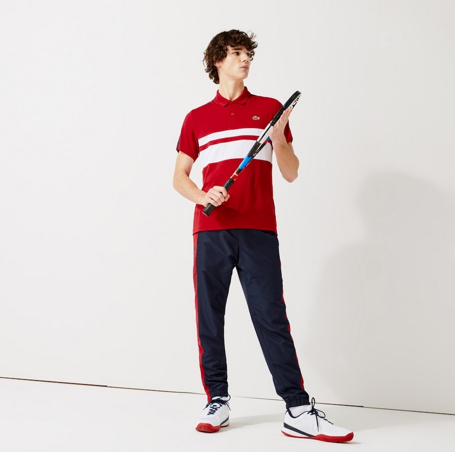 Pantalon de survêtement Lacoste SPORT avec bandes contrastées Bleu Marine/Rouge