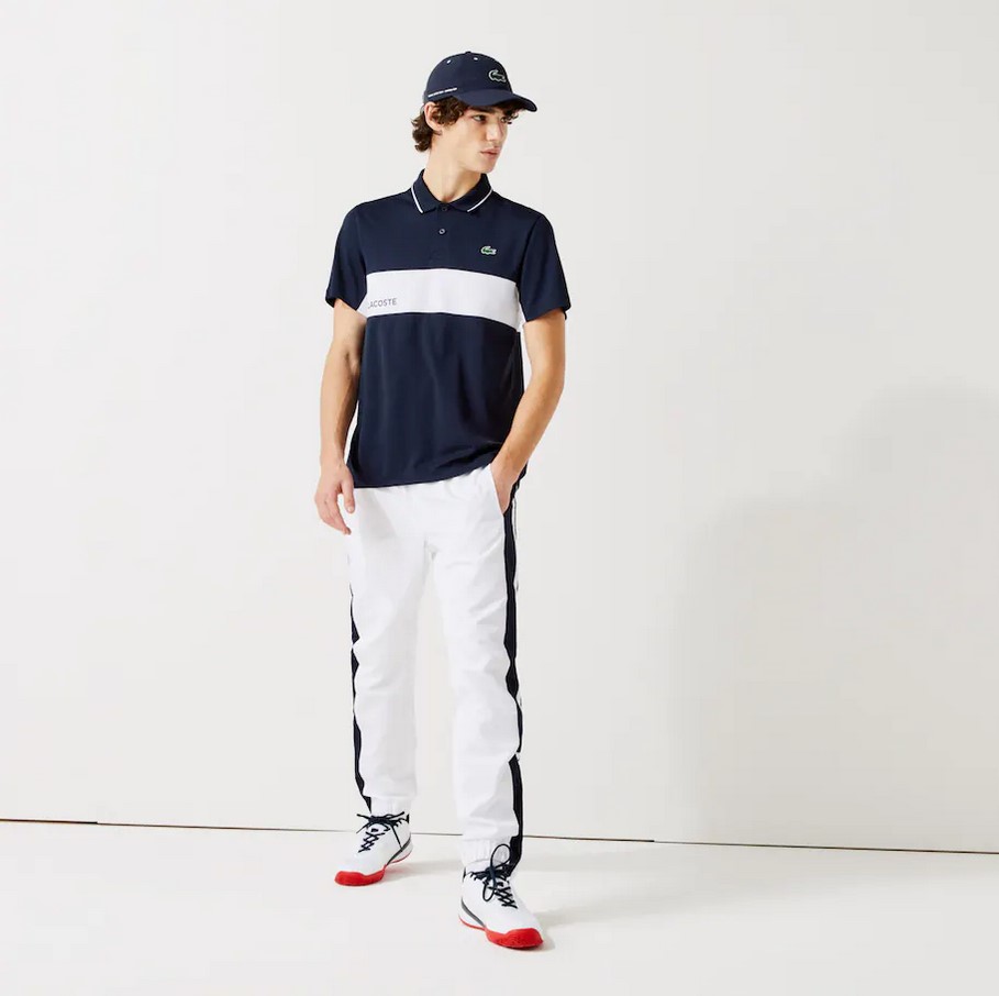 Pantalon de survêtement Lacoste SPORT léger bicolore Blanc/Bleu Marine