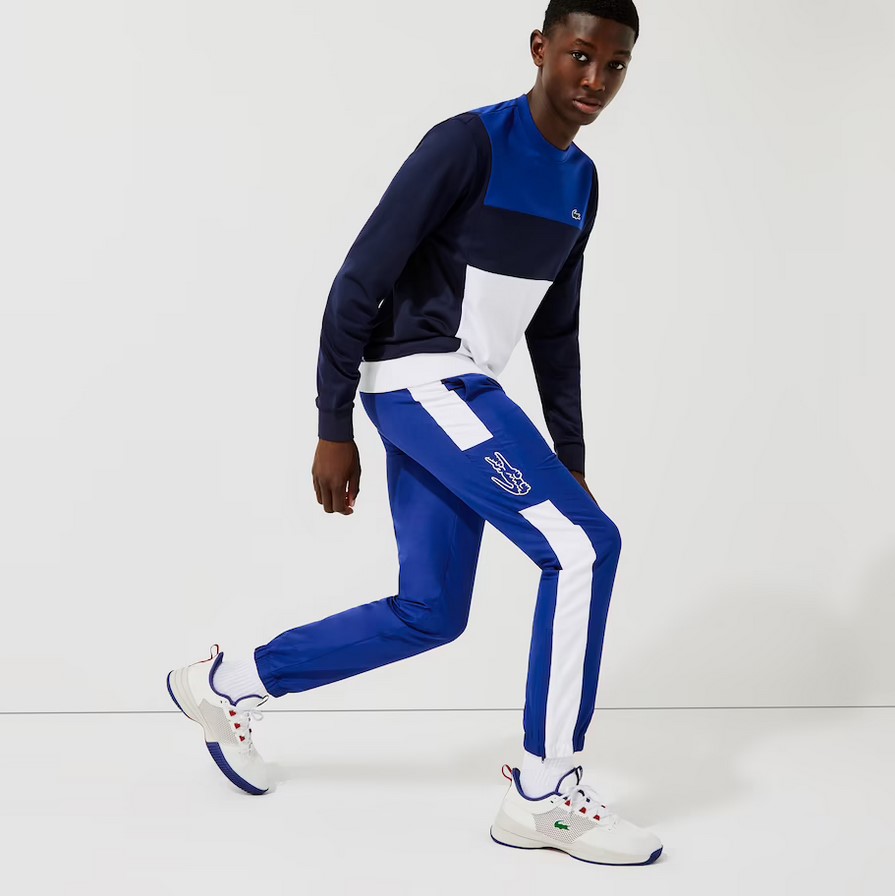 Pantalon Lacoste SPORT léger color-block Bleu/Bleu Marine/Blanc - Survêtement Homme Lacoste - Iziva.com