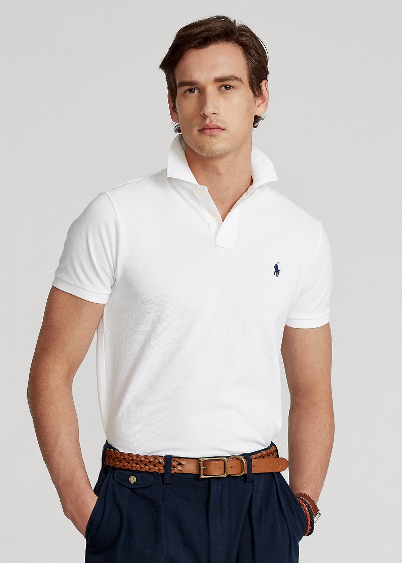 Polo Ralph Lauren Polo coupe ajustée en coton piqué blanc