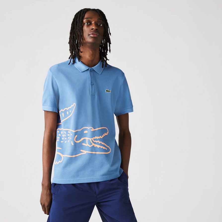 Polo Lacoste regular fit en piqué de coton imprimé crocodile