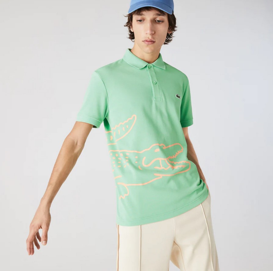 Polo Lacoste regular fit en piqué de coton imprimé crocodile