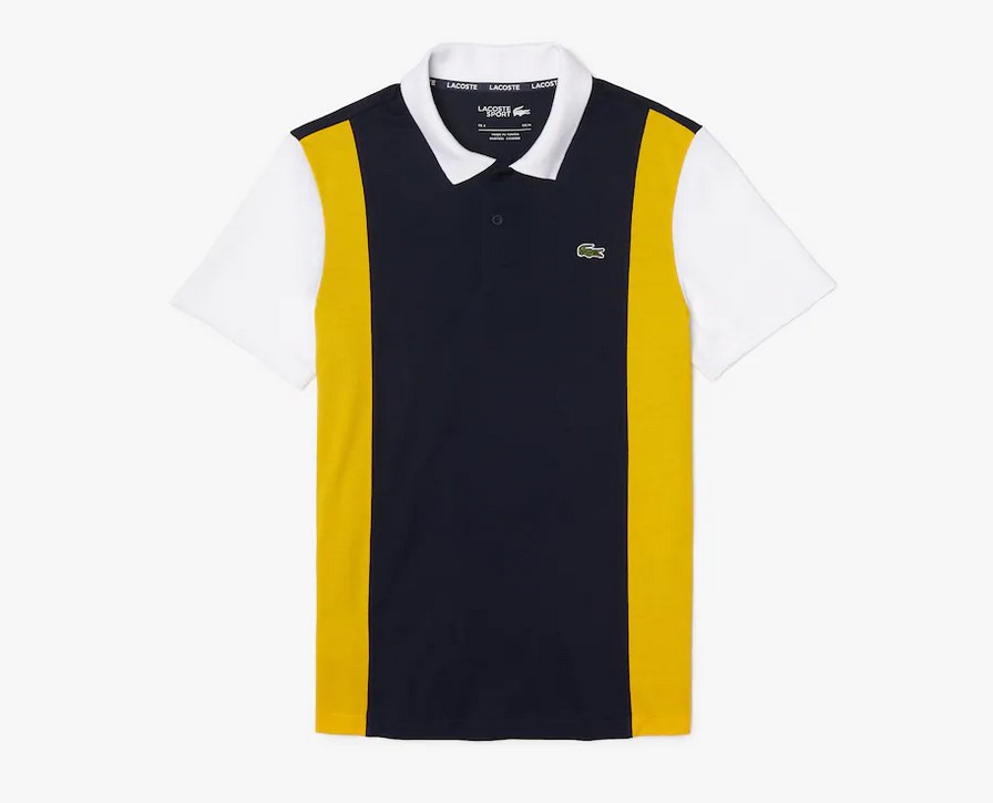 Polo Lacoste SPORT regular fit en coton color-block ultra Bleu Marine/Jaune/Blanc