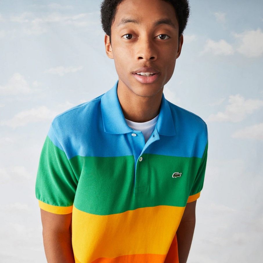 Polo Lacoste x Polaroid classic fit à rayures colorées 