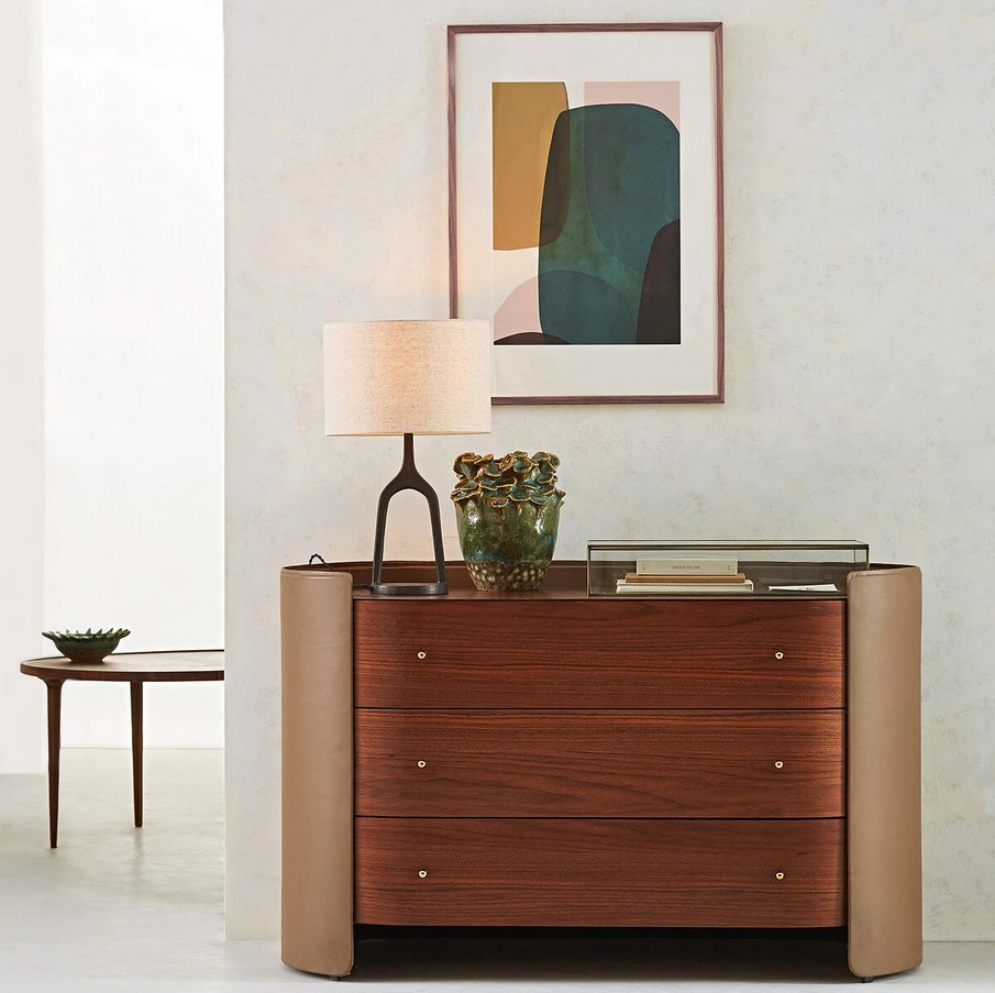 Commode Firmo noyer/cuir