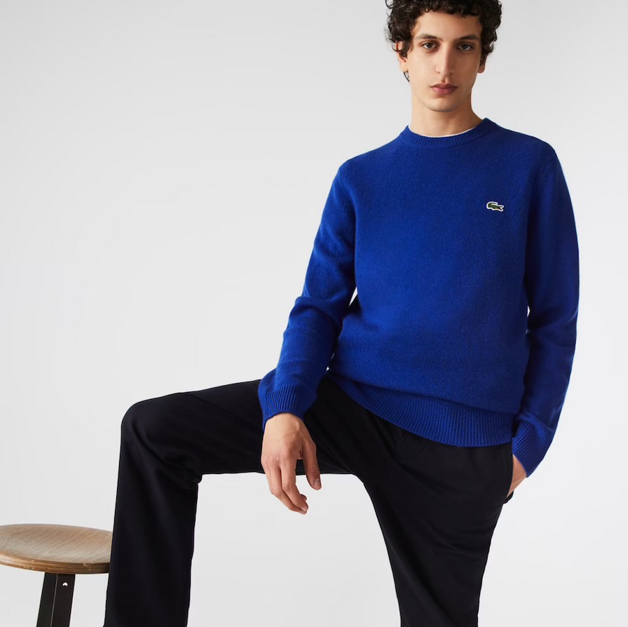 Pull à col rond Lacoste en cachemire uni Bleu