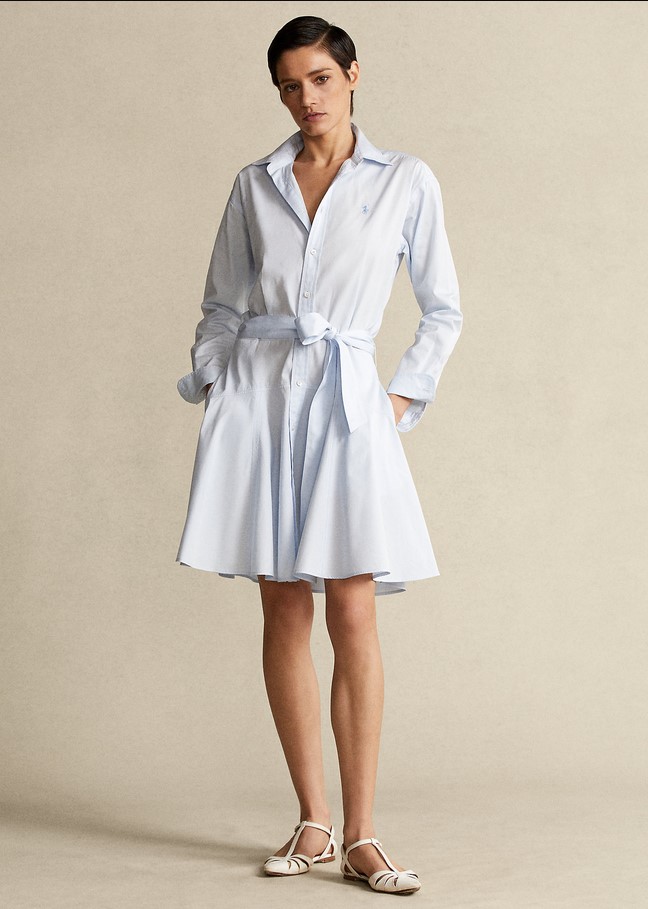 Polo Ralph Lauren Robe-chemise en popeline de coton Bleu béryl