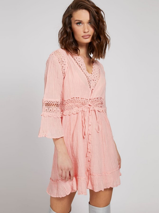 ROBE DÉTAILS MACRAMÉ GUESS Rose