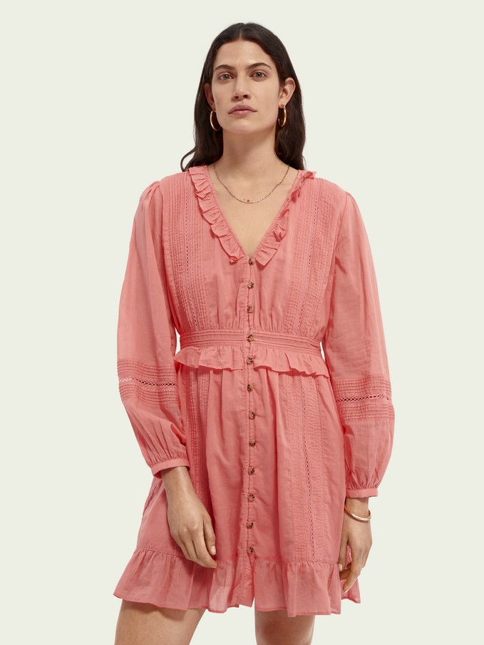 Scotch & Soda Robe en coton bio avec empiècement en dentelle