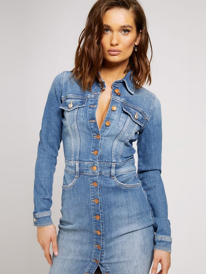 ROBE JEAN PRES DU CORPS Guess Bleu