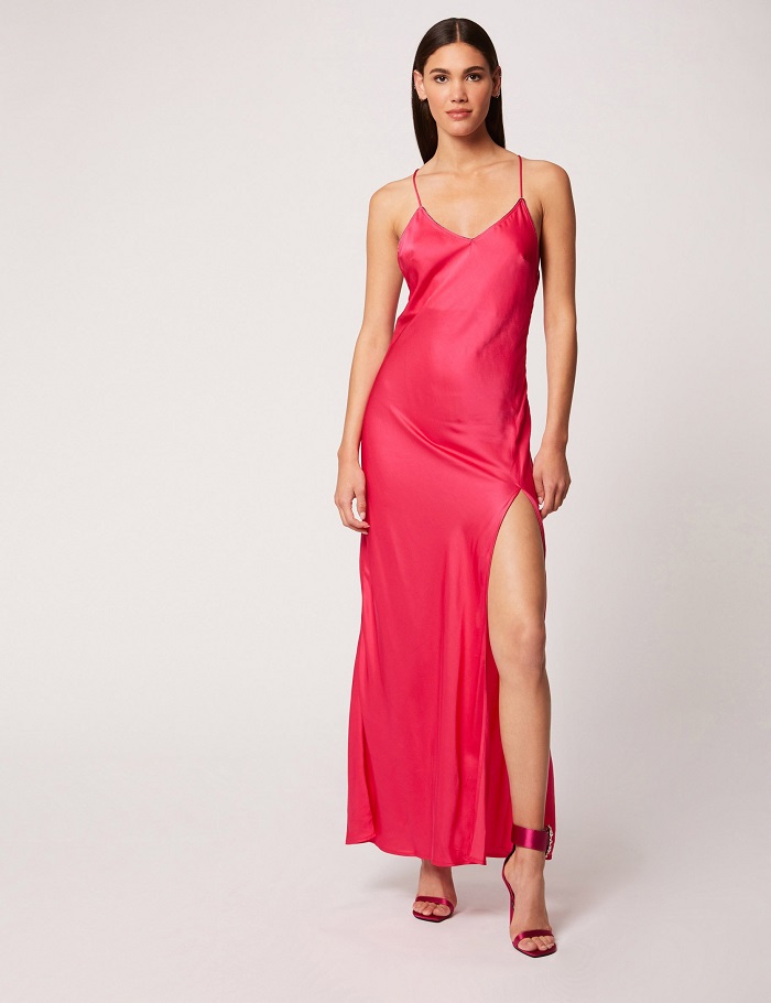 Robe longue évasée avec dos ouvert fuchsia Morgan