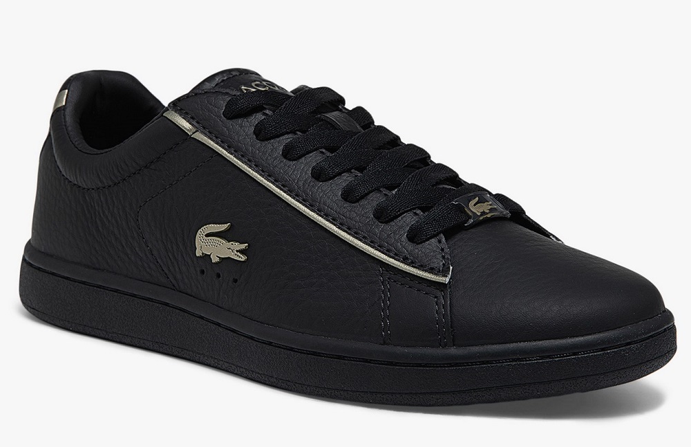 Sneakers Carnaby Evo Lacoste en cuir de qualité avec détail Noir