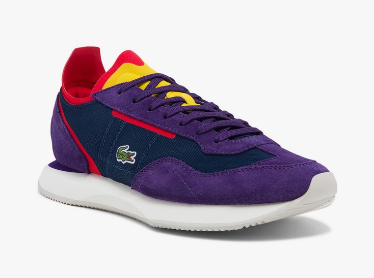 Sneakers Match Break Lacoste en textile et daim avec touches de couleur Marine/Mauve