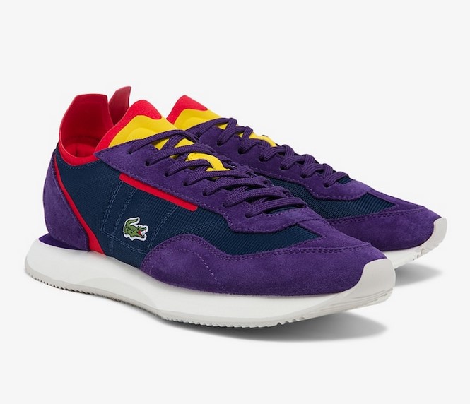 Sneakers Match Break Lacoste en textile et daim avec touches de couleur Marine/Mauve