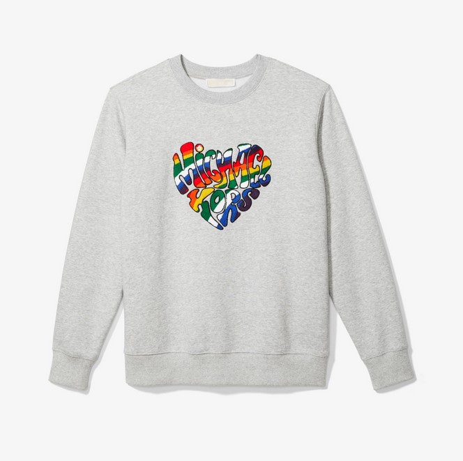 MICHAEL Michael Kors Sweat-shirt en mélange de coton biologique avec cœur aux couleurs du mouvement LGBTQ et à logo