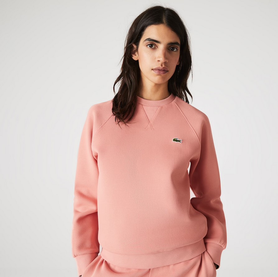 Sweatshirt à col rond Lacoste en coton mélangé uni rose