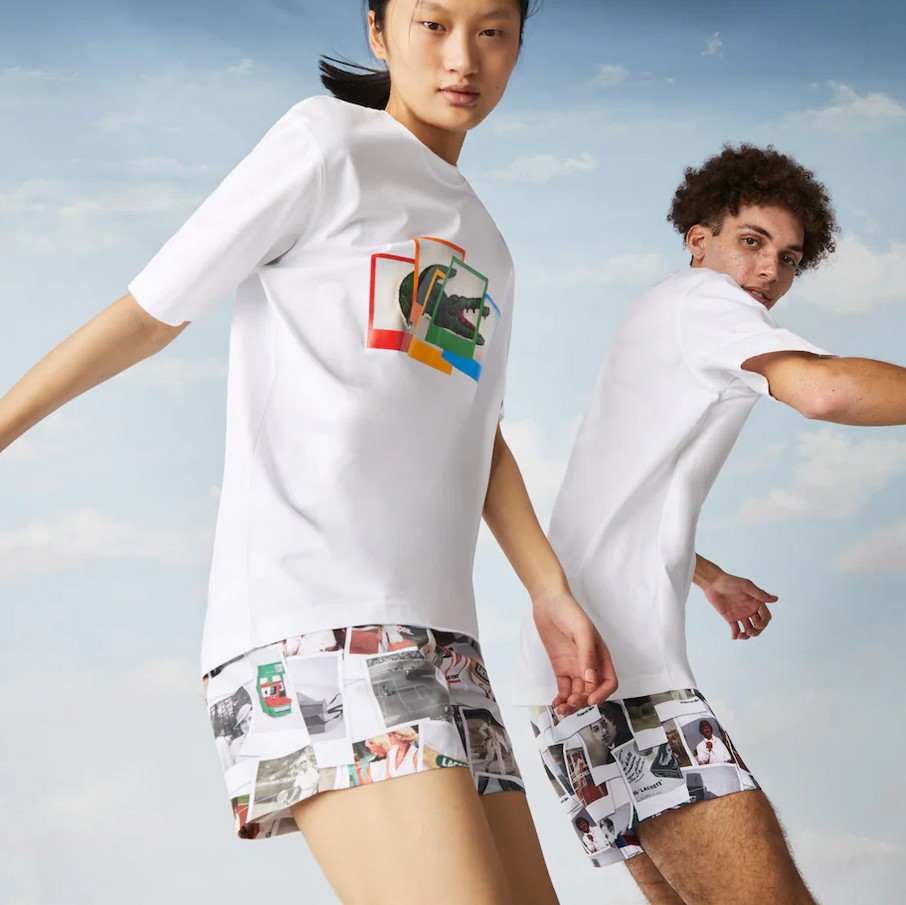 T-shirt unisexe Lacoste LIVE x Polaroid loose fit en coton blanc