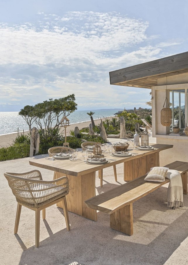 Table de jardin LUIANA 12 personnes en teck massif effet tronc - Maisons du Monde