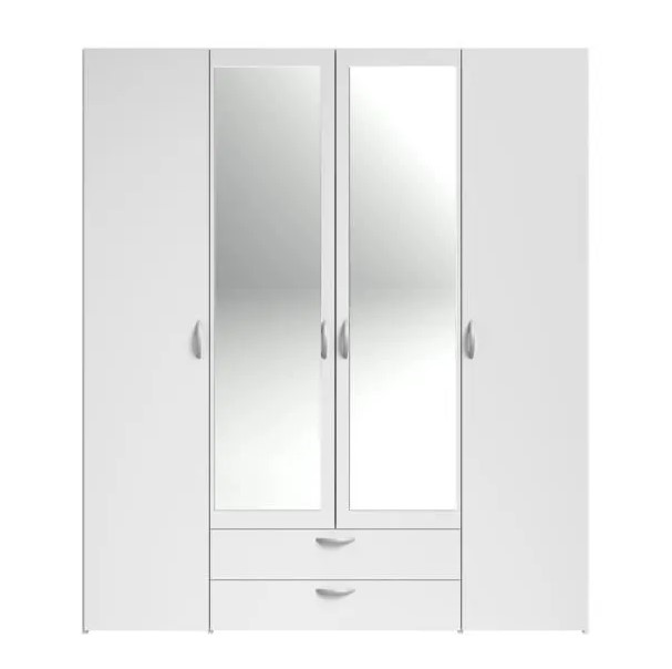 PARISOT Armoire 4 portes VARIA miroir décor blanc