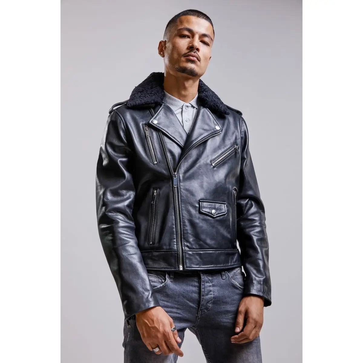 Veste cuir online la redoute