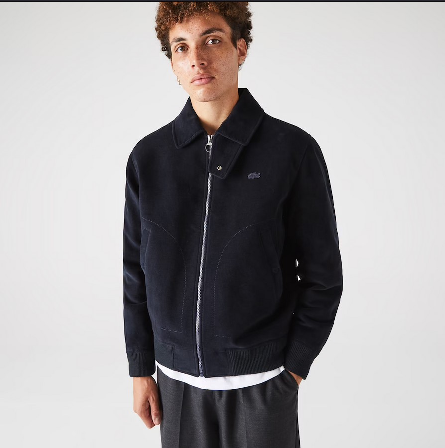 Veste zippée Lacoste en coton velours rembourré Beige ou Noir