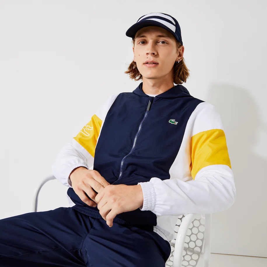 Veste zippée Lacoste SPORT color-block à capuche Bleu Marine/Blanc/Jaune/Blanc